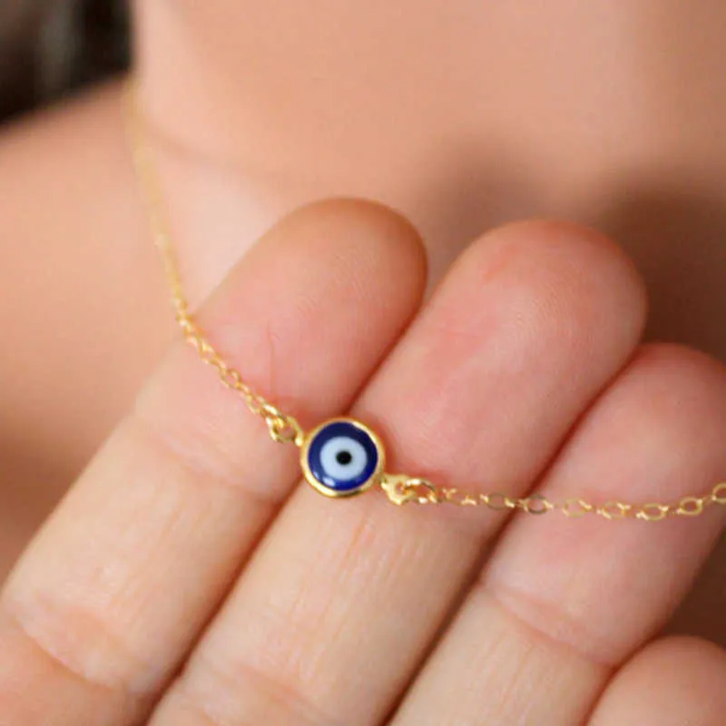 Proste Evil Eye Cienkie Wisiorek Kobiety Biżuteria Naszyjnik Turecki Lucky Moda Złoty Kolor Choker Chain Kobiet Dzienne Christmas Gifts