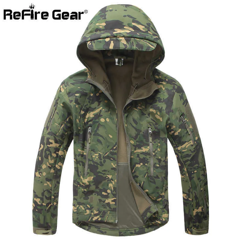 Lurker Shark Soft Shell militar táctico chaqueta hombres impermeable cálido rompevientos abrigo camuflaje con capucha US Army ropa 210909