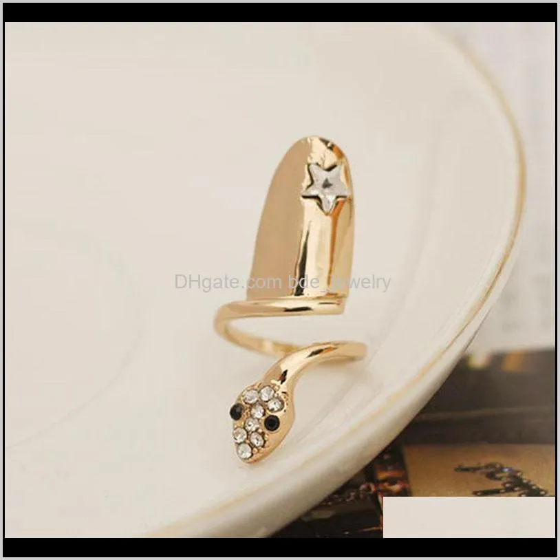 exquisite cute retro queen dragonfly design rhinestone plum snake gold/silver ring finger nail
