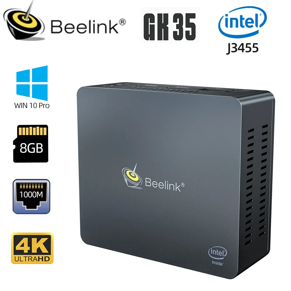 Beelink GK35 Windows 10 미니 PC Intel Apollo Lake Celeron J3455 8GB 128GB 256G SSD 5.8G 이중 WiFi BT 1000M 데스크탑 미니 컴퓨터