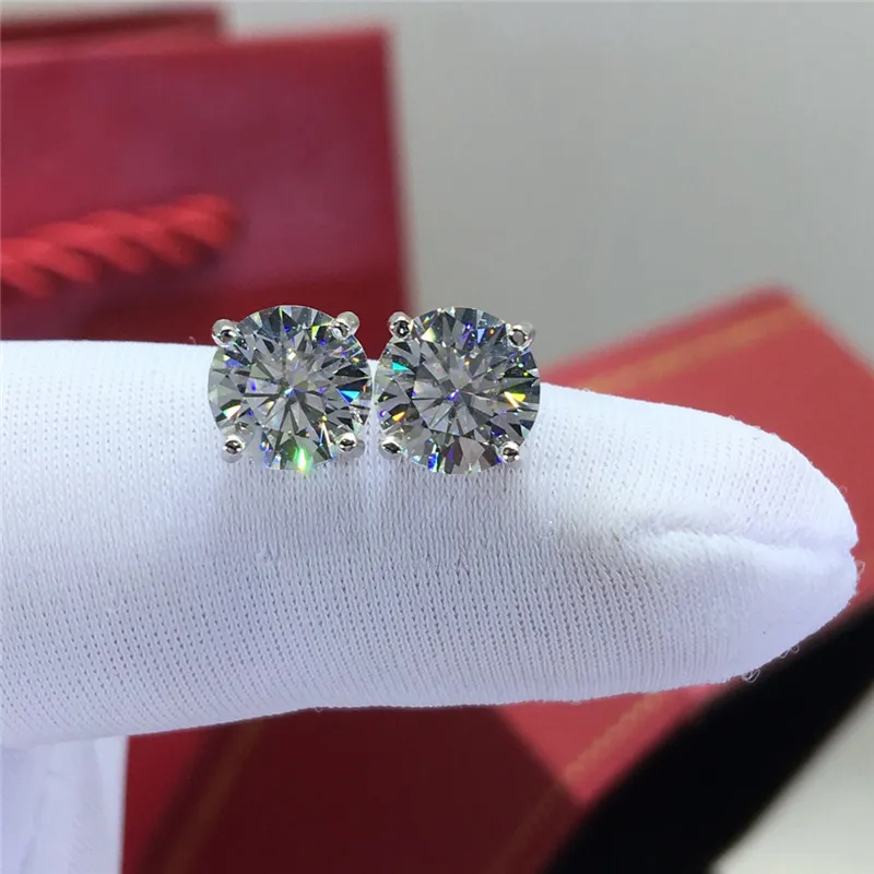 Серебро отлично вырезать алмазное цвет высококачественные сверкающие круглые серьги на моисанит для женщин