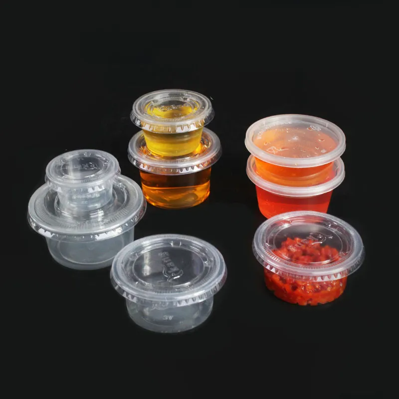 PlastiMade Clear Disposable Plastic Portion Cups With Lids (100 Sets - 1  Oz) - Disposable Condiment Cups, Sauce/Dip/Dressing Cups, Souffle Cups &  Jello Shot Cups With Lids