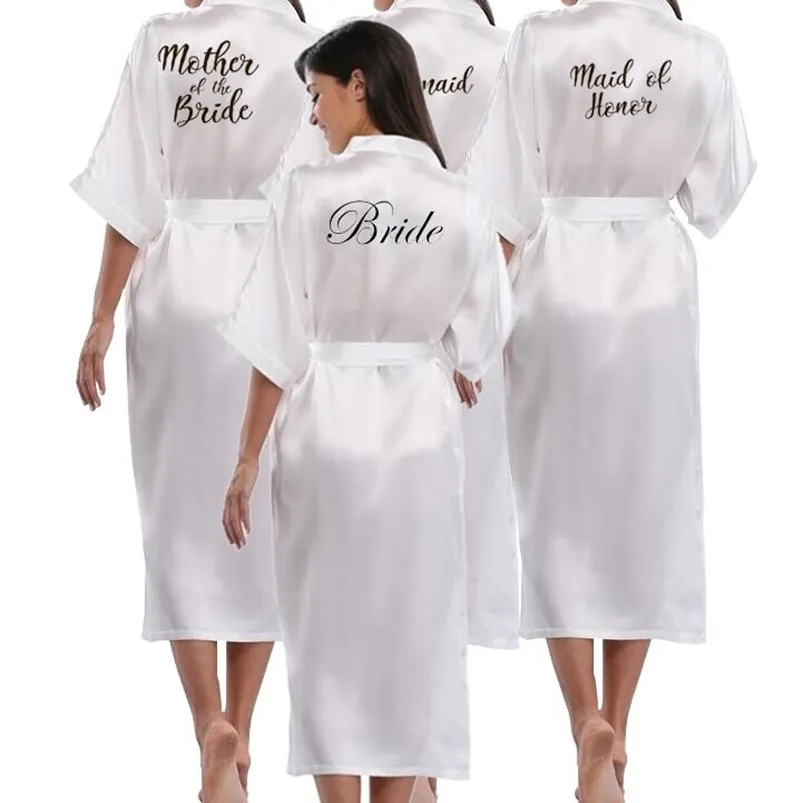 Women Silk Satin Long Wedding Bride Bridesmaid Robe Kimono Robe Feminino Bath Robe Large Size XXXL Peignoir Femme Sexy Bathrobe 210901