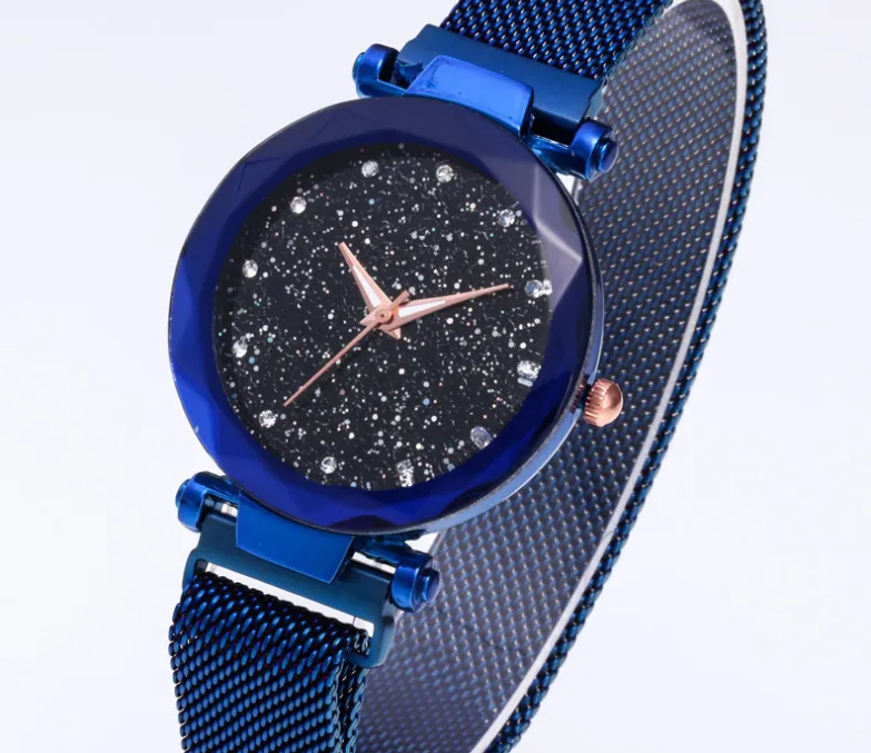 Fabrik Whole Diamond Starry Sky Schöne Quarz Damenuhr Damenuhren Fahsion Frau Casual Armbanduhren Voll Black212e