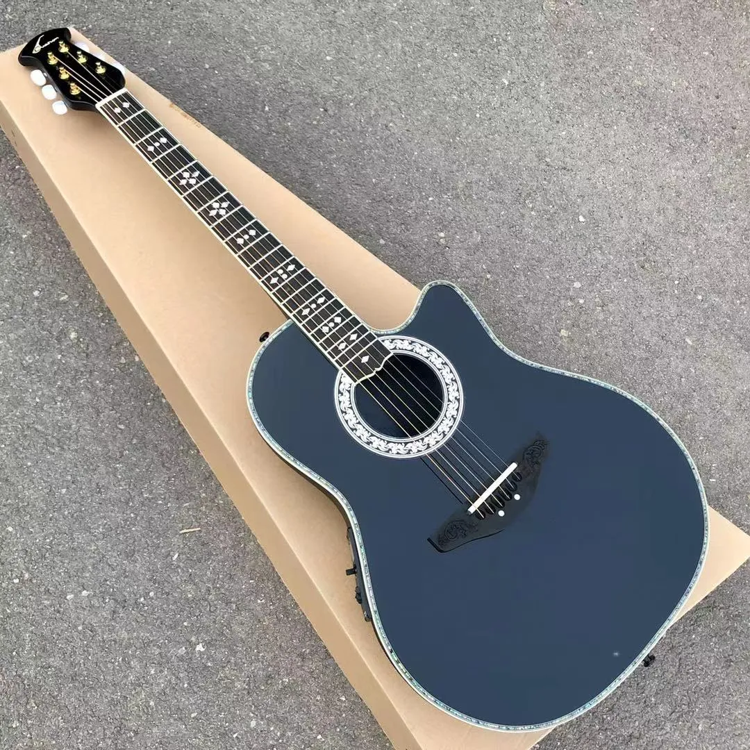 Ovation-guitarra eléctrica acústica Ovation de 6 cuerdas, diapasón de ébano con pastilla preamplificadora de F-5T, eq, guitarra folk profesional