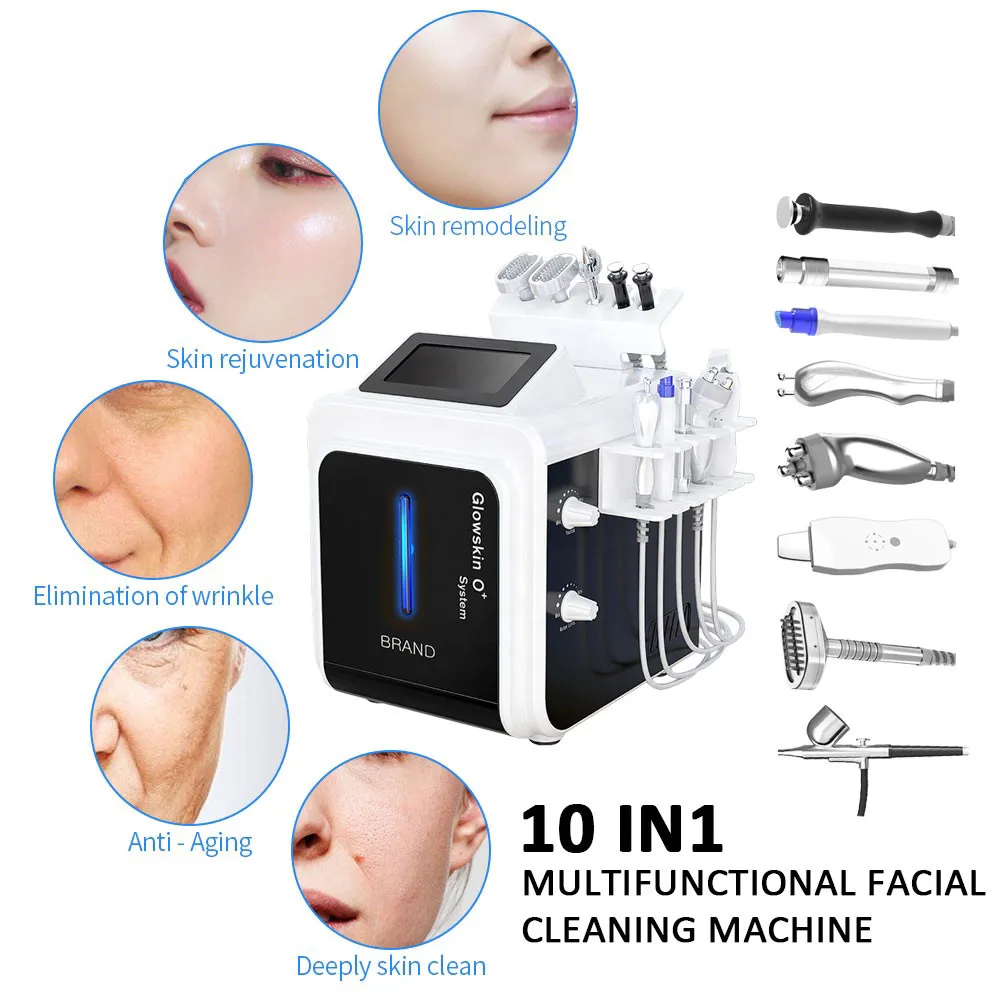 10 em 1 Spray de oxigênio Hydra Dermaabrasão Facial Skin Care Machine Skin Scrubber Eye Lift Hydradermaabrasão Facial Spa Beauty Equipamento