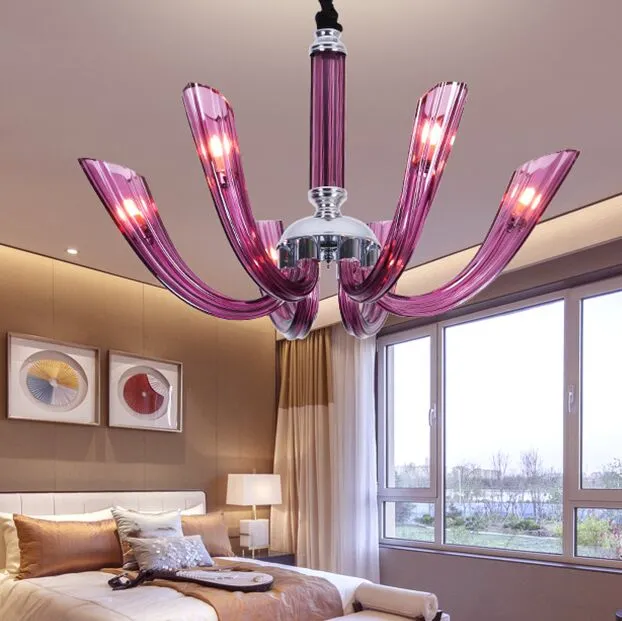 Purple Glass Crystal Chandelier Lamp European Style Light Chandeliers And Pendants Room Dining Classics Lighting Fixture