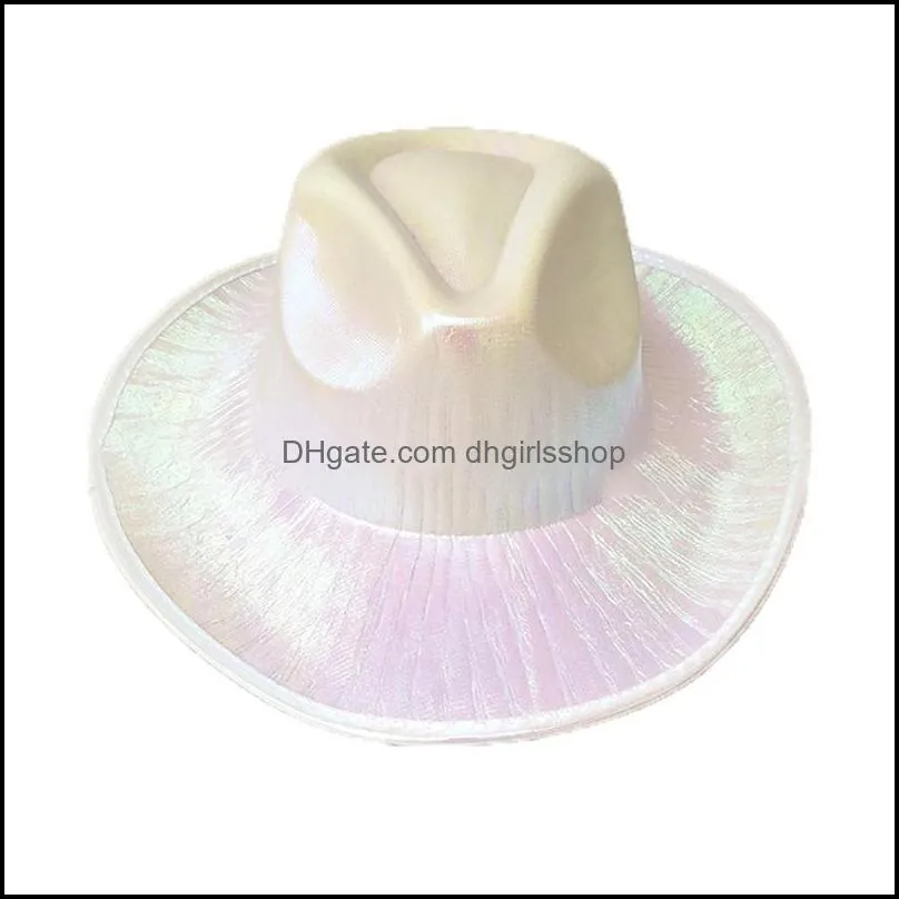 Cowgirl Hat Iridescence Glitter Party Supplies  Pink Pearl Cornice hats For Women Kids Party 20220107 T2