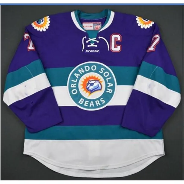 Custom 009 Youth women Vintage ECHL Orlando Solar Bears 27 Eric Faille 29 David Bell 3 Carl Nielsen Vintage Hockey Jersey Size S-5XL