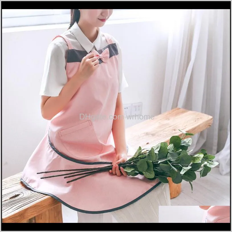 japanese waterproof apron garden flower shop manicure coffee shop tooling bow home apron aprons for woman polyester fiber