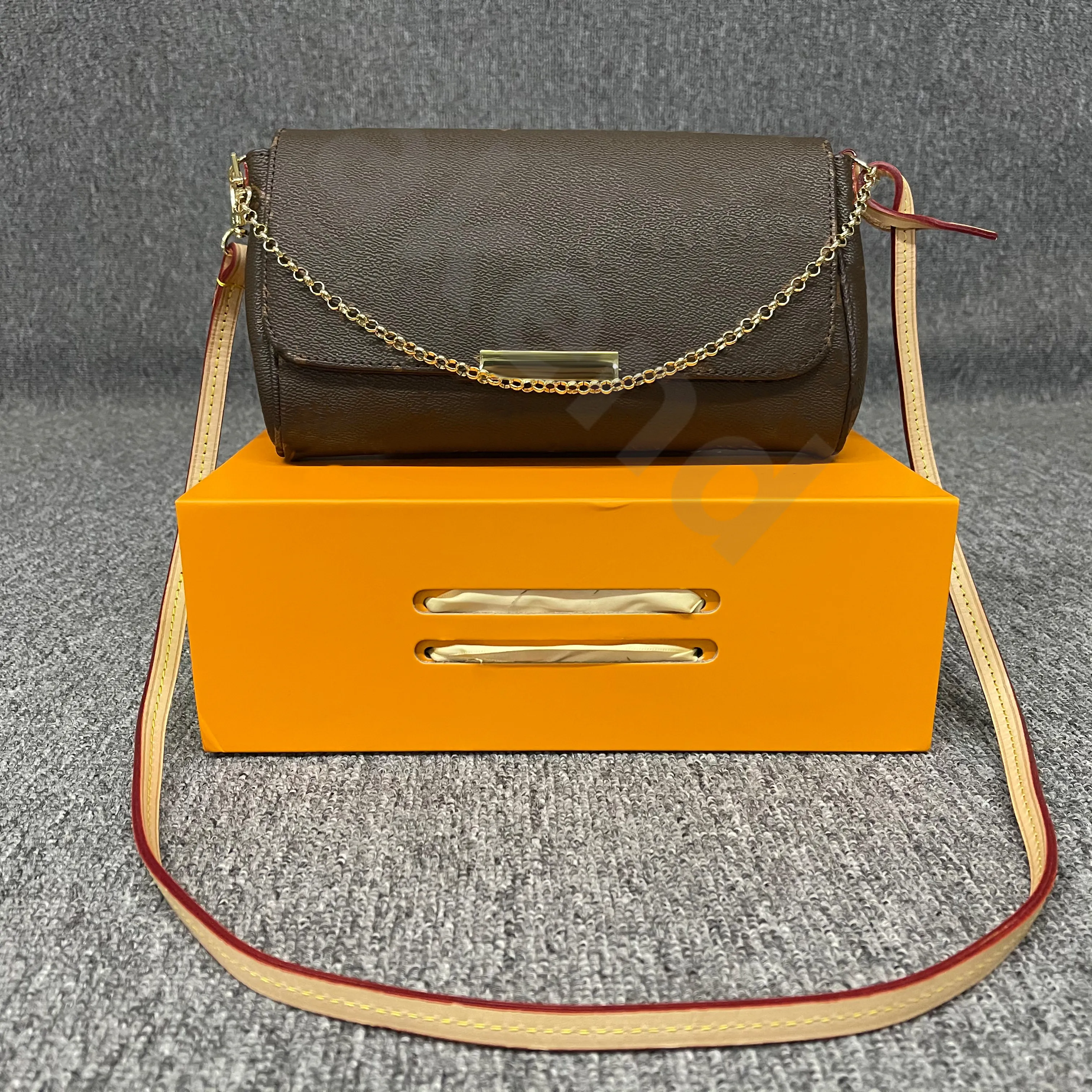 2021 Hight Quality Lyx Axelväska Designers luffare Tote Berömd Äkta mode Läder original Handväska Dam M40718 favorit handväska mm äkta Gratis Crossbody