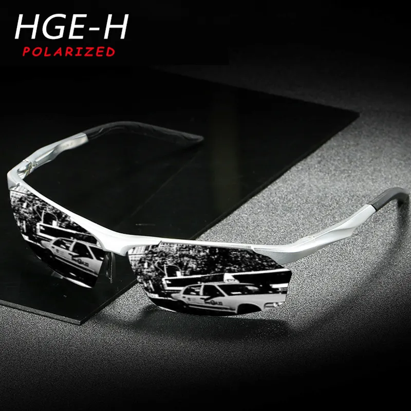 HGE-H Hoge kwaliteit Al-MG Mannen Gepolariseerde Zonnebril Buitensporten Mannen Drijven Vissende brillen