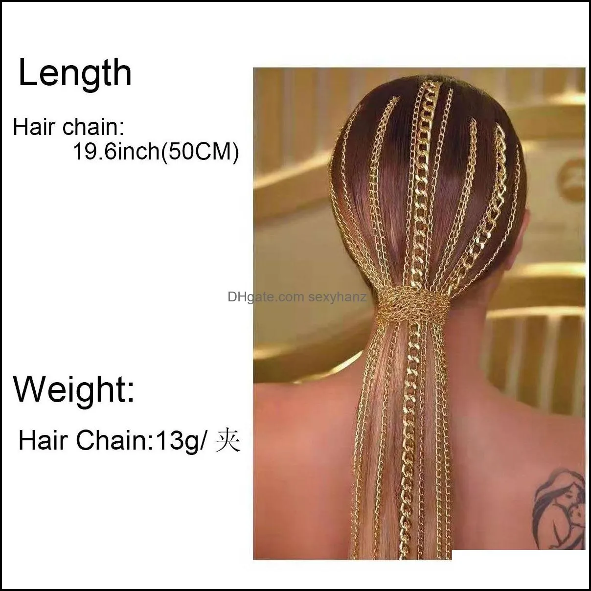 Wig extended Chain Gold Claw Chain Jewelry chains Clip Hair chain Direct supply Fashion Headwear Tassel Hair13800 Accessories