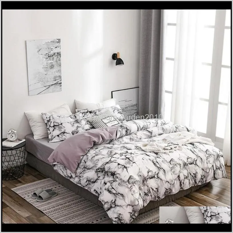 duvet cover set with pillowcases marble bedding set quilt cover men women girls soft home bedclothes single twin queen king size