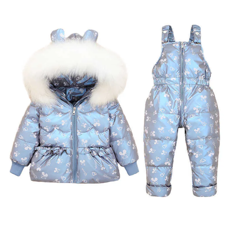 2pcs fille hiver doudoune 2021 nouveau bébé combinaison de neige garçon vêtements vêtements ensemble salopette pour enfants enfant en bas âge combinaison manteau 1-3 ans H0909