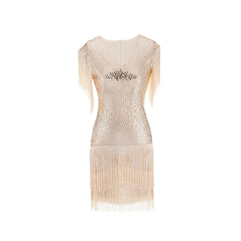 Casual Dresses S-2XL Plus Size Women's Fashion 1920s Flapper Dress Vintage Great Gatsby Charleston Sequin Tassel 20s Party 2021