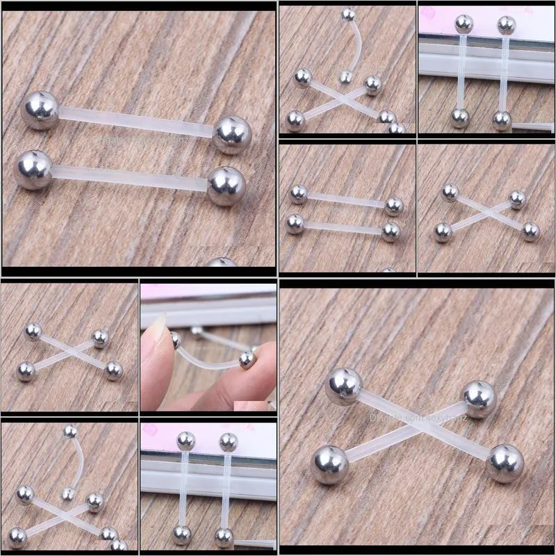 navel belly ring piercing stud jewelry with flexible bar for body jewelry button rings