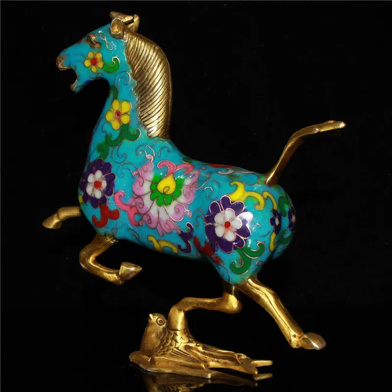 Colección de adornos de alambre Cloisonne chapado en oro de cobre puro (paso de caballo, golondrina voladora)