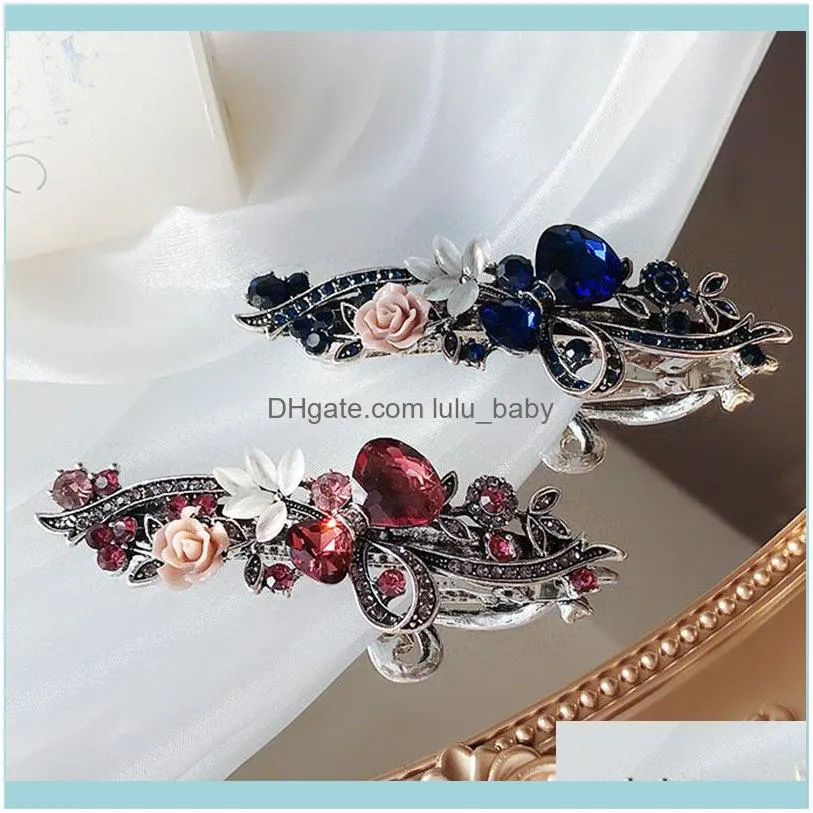 Clips Retro Crystal Flower pin Light Luxury Fashionable Elegant Hair Accessories for Women Jewelry Whole