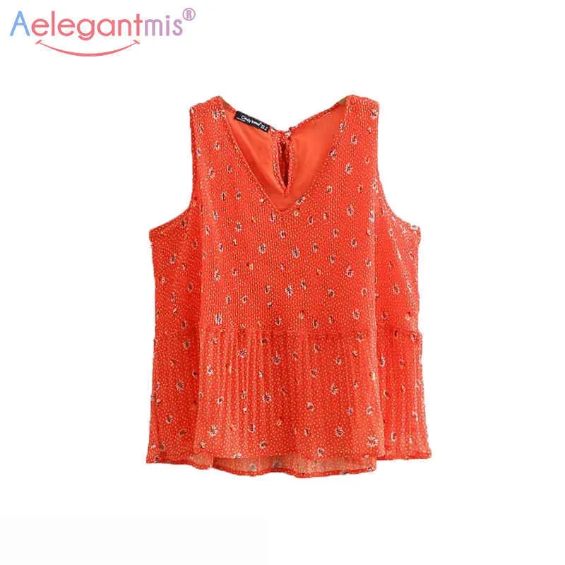 Aelegantmis Summer V Neck Loose Women Tops Red Print Casual Tanks Camis Ladies High Street Fashion Vest Top 210607