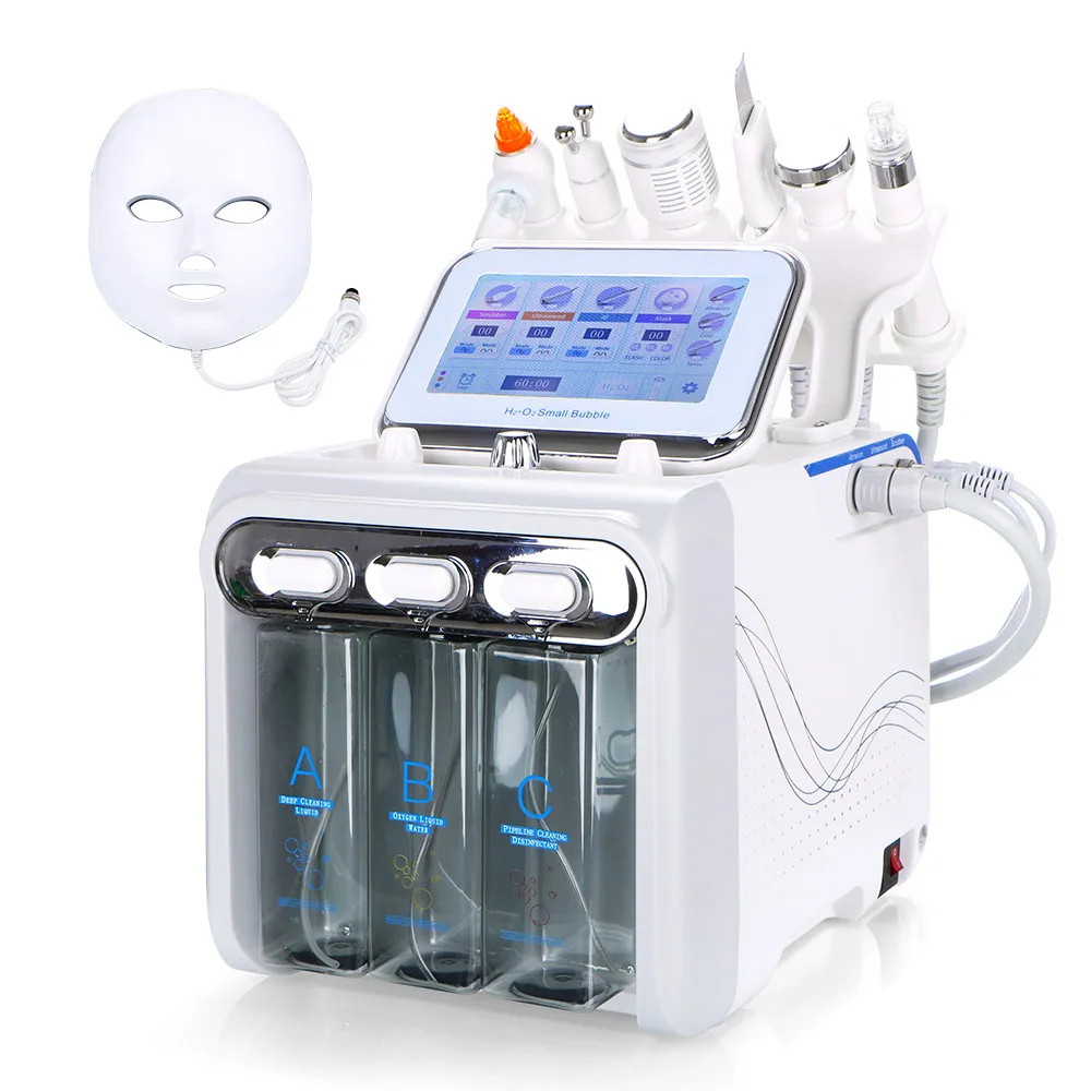 H2 02 small bubble Hydro Oxygen Sprayer 7 in 1 beauty microdermabrasion aqual peel facial machine with led mask