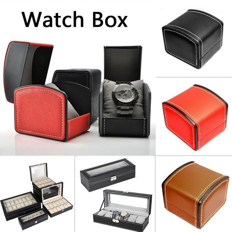 Gift Wrap 2/3/6/10/12 Grids PU Leather Watch Box Case Professional Holder Organizer For Clock Watches Jewelry Boxes Display