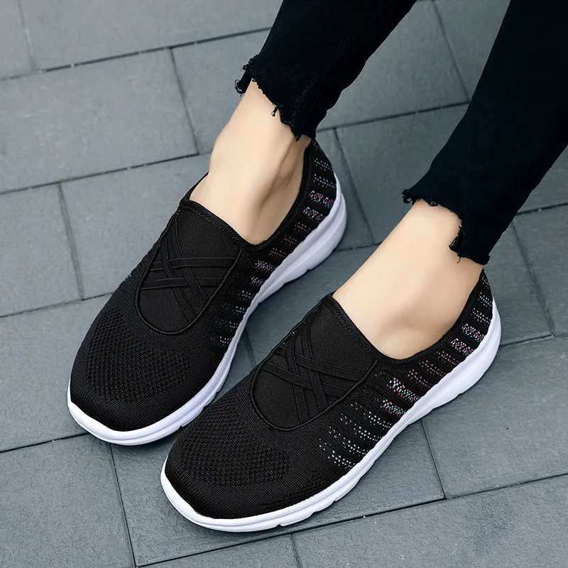 Wholesale 2021 Top Quality Off Mens Womens Sports Mesh Running Shoes Fashion Breathable Sneakers Black Grey Runners Eur 35-42 WY27-2063