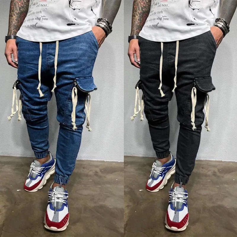 Jeans para hombres 2021 Primavera Hip-Hop Pantalones casuales Slim Personalidad Pequeños Pieces Pantalones Pantalones Coreanos Ropa de Moda