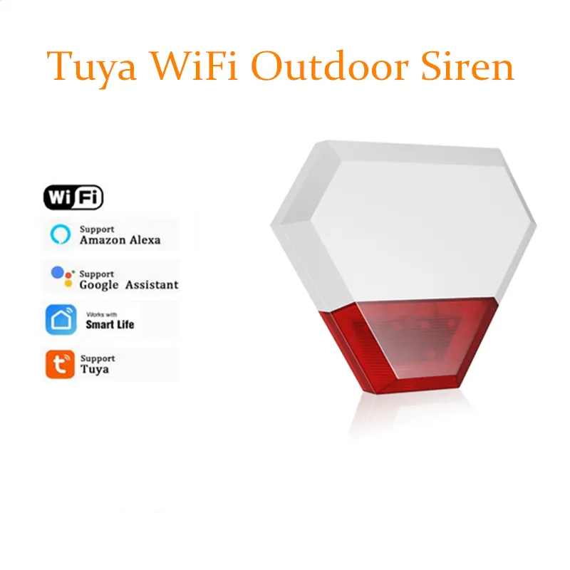 Tuya Outdoor Strobe Vattentät ficklampa Siren med Alexa Google App WiFi Home Security Alarm System