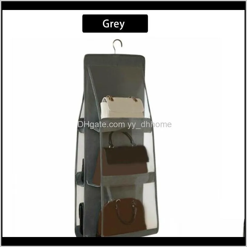 6 pocket foldable hanging bag 3 layers folding shelf bag purse handbag organizer door sundry pocket hanger storage closet hanger