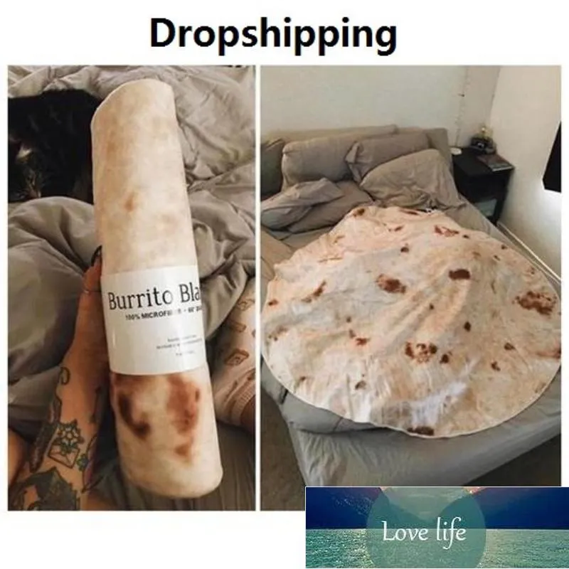 Tortilla filt brev tryckning matta runda burrito liten matta för kontor hem camping picknick utomhus filt droppfartyg fabrikspris expert design kvalitet senaste