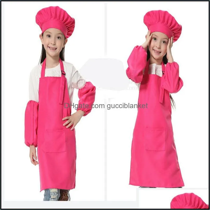 Child Apron Kids Sleeve Hat Pocket Kindergarten Kitchen Baking Painting Cooking Drink food Enfant Tablier Delantal