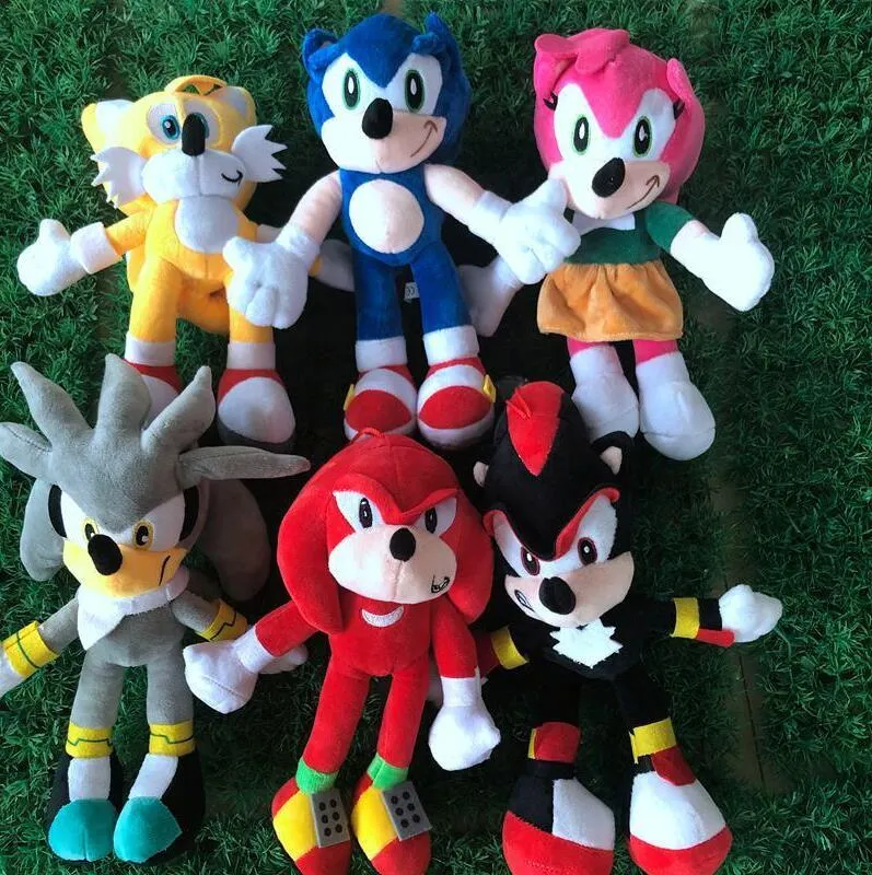 28cm 6 stil anime tema Sonic the Hedgehog Sonic Tails Knuckles Echidna Fyllda djur Plyschleksaker Presentfilmer TV Plush Toy