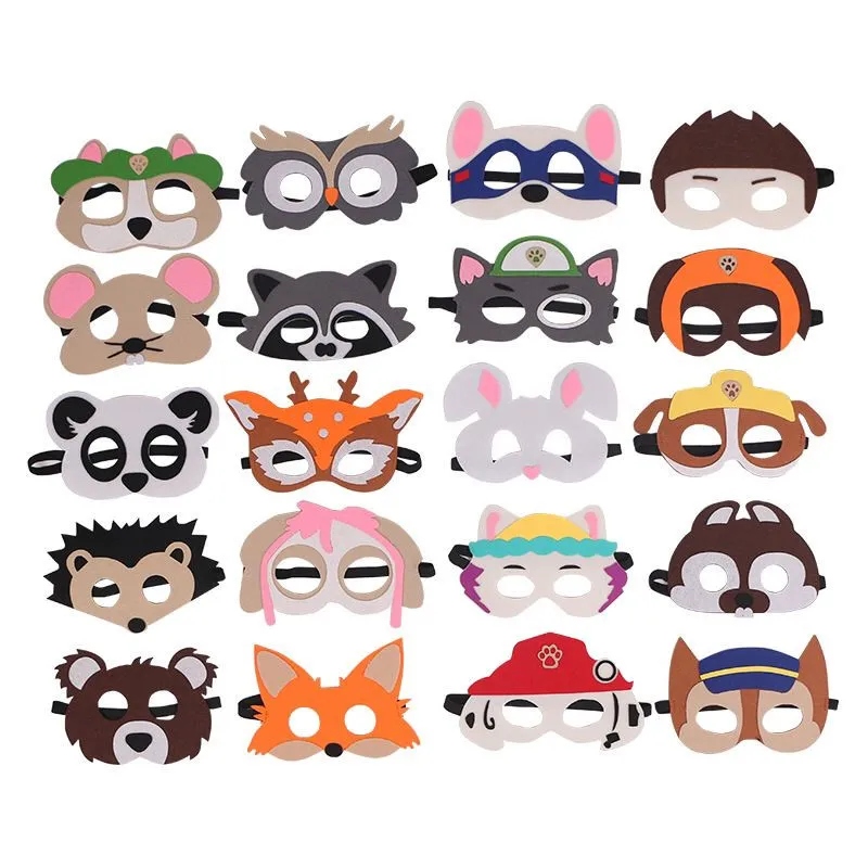 Máscara para niños de dibujos animados de anime máscaras de fieltro personalizables evento de Navidad fiesta de cumpleaños 9 estilos envío gratis 50 piezas