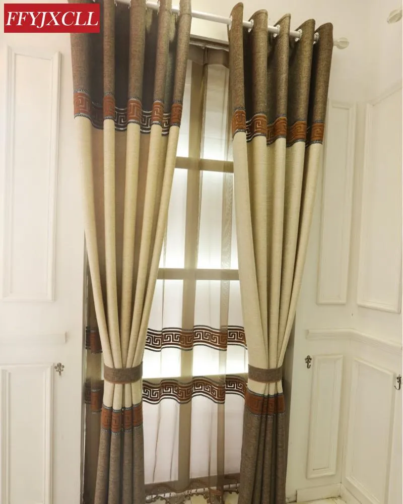 Gardin draperier kinesiska linne sömmar gardiner franska fönster blackout vardagsrum matrum tulle