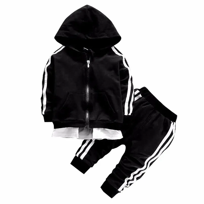 Vår Höst Baby Boys Tjejer Kläder Barn Bomull Sport Jacka Byxor 2st / Sats Toddler Fashion Clothing Kids Tracksuits 210804