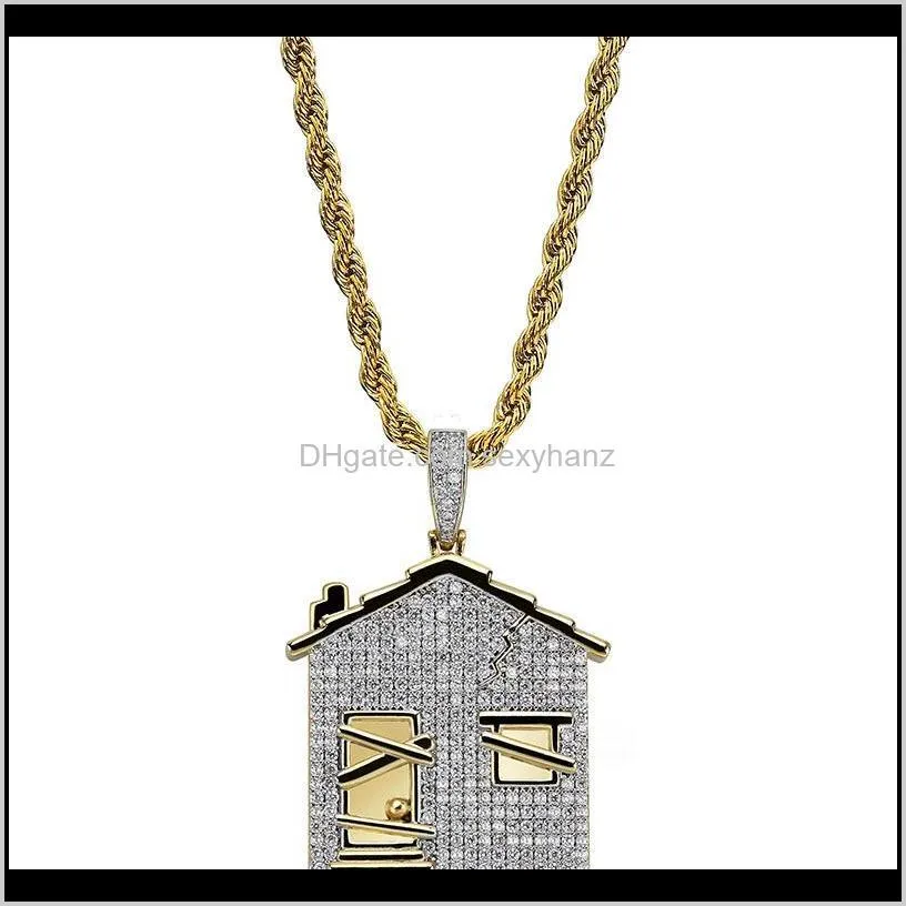 house pendant hip-hop necklace jewelry micro zircons personality explosion in europe and america