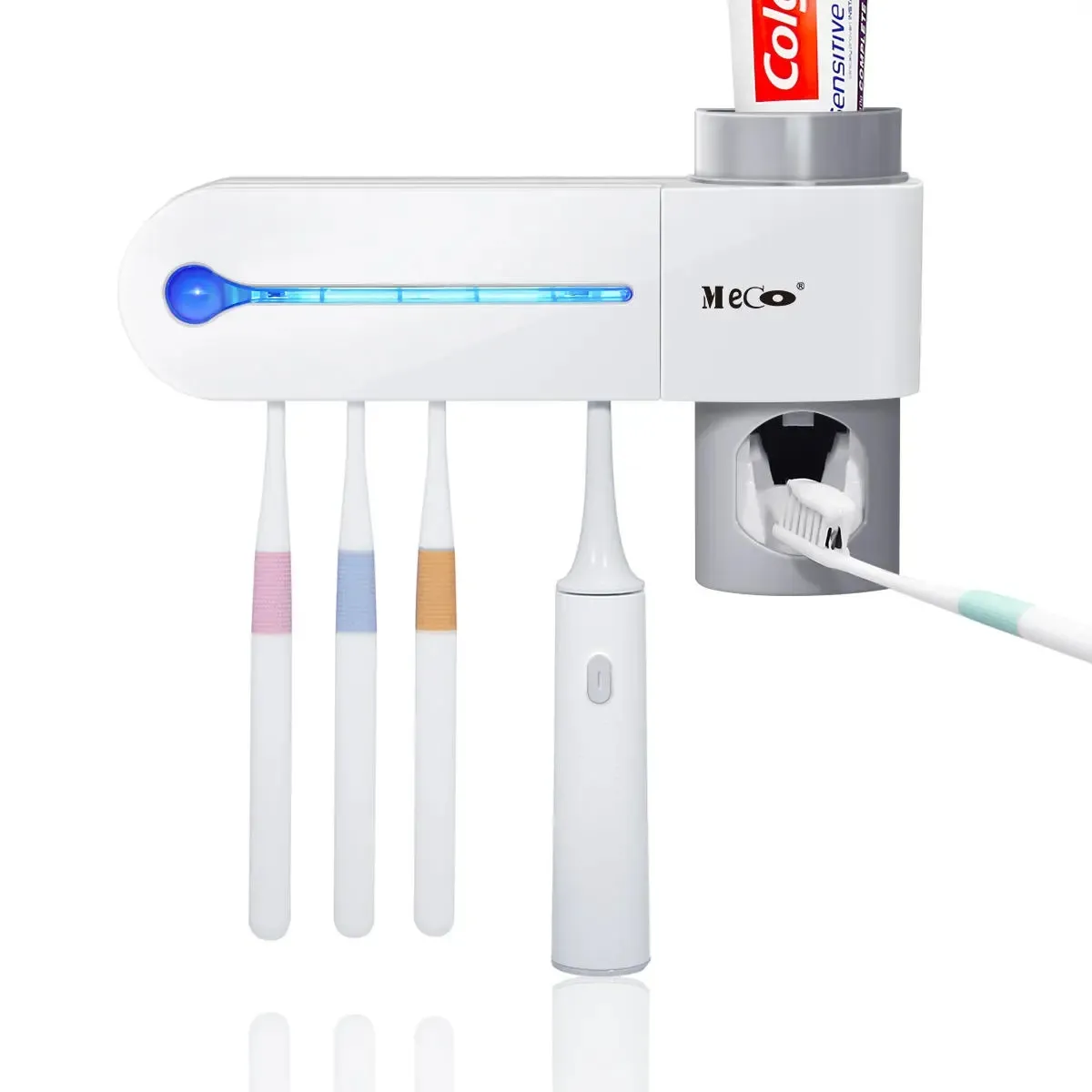 Meco 멀티 칫솔 살균기 UV 살균기 칫솔 홀더 클리너 자동 치약 디스펜서 - 미국 플러그