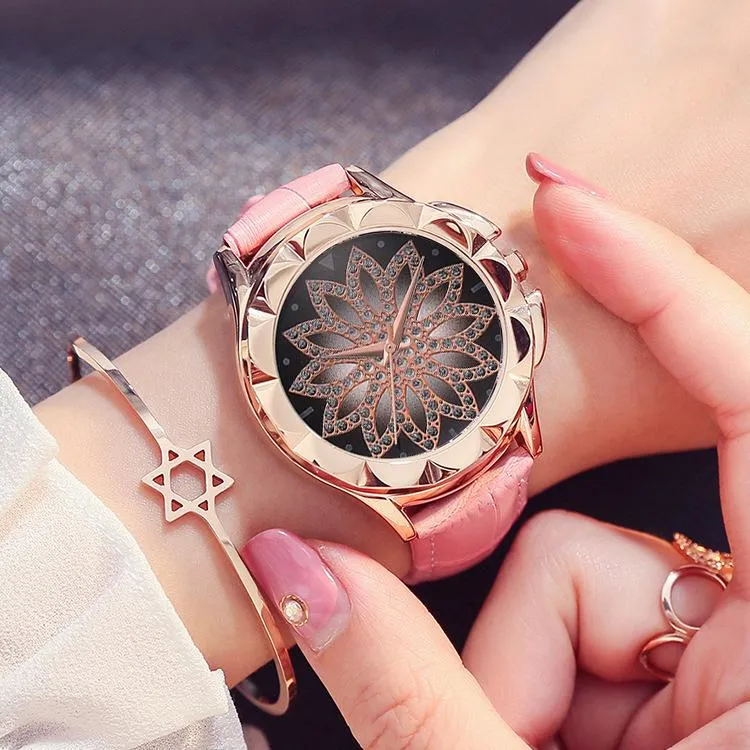Horloges horloge Women Rhinestone Horloges Dames Lederen Big Dial Armband Polskristal Relogio Feminino Clock 2021