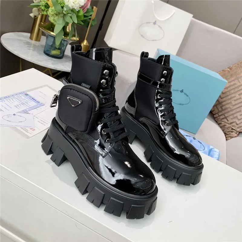 2021 Classic Women Mens Boots Quality Rois Martin Ankle Genuine Leather Military Combat Models Platform Bag Boot Triple Cowhide Motorcycle Shoes Box