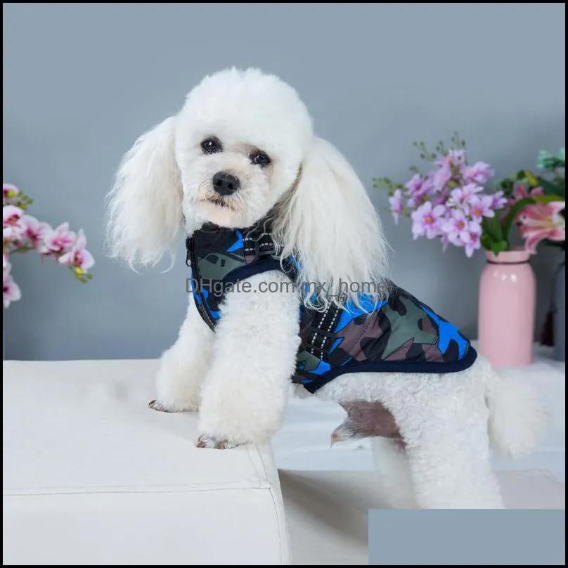 Dog Apparel Supplies Pet Home Garden Camouflage Manteau Coupe-Vent Hiver Coton Veste Sangle De Poitrine Harnais Gilet Pour Petits Chiens De Taille Moyenne Jk2012X