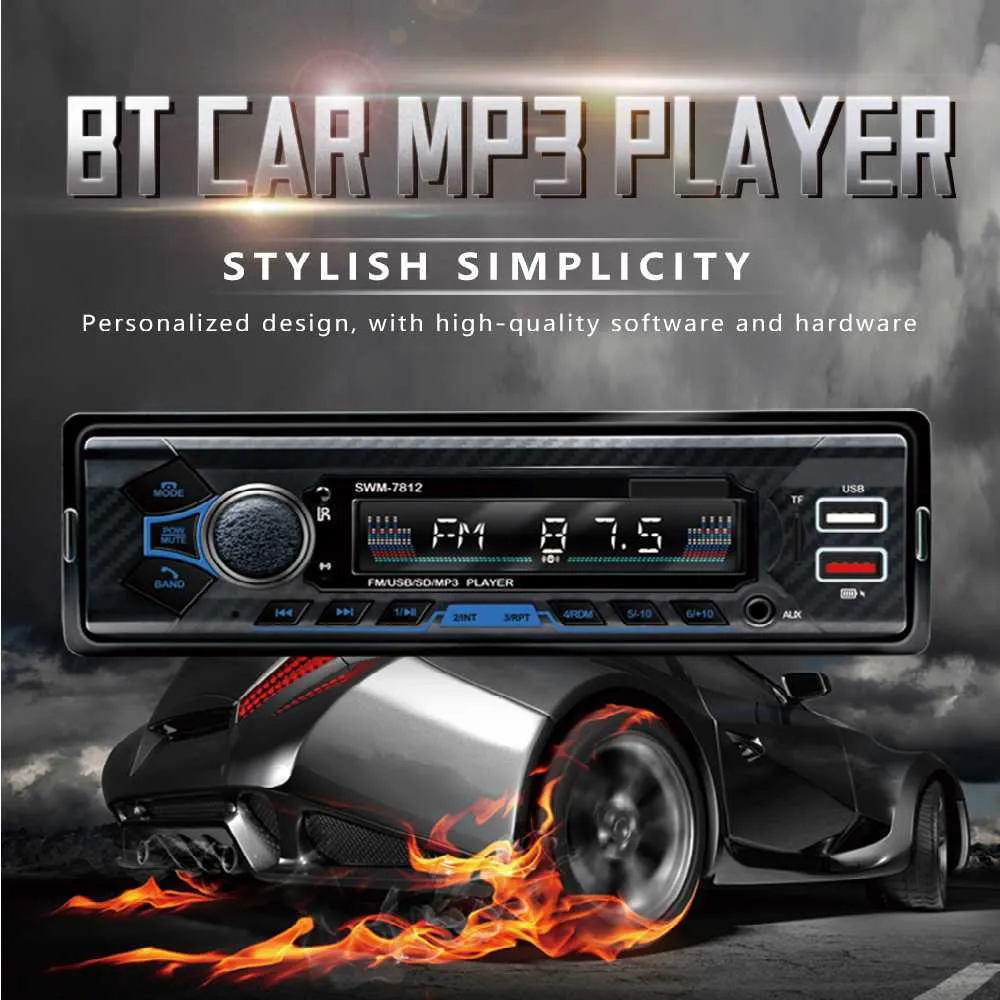 Car Universal 1DIN Smart Car Stereo HiFi Music Ricevitore compatibile con Bluetoooth lettore MP3 FM lettore audio multimediale automatico