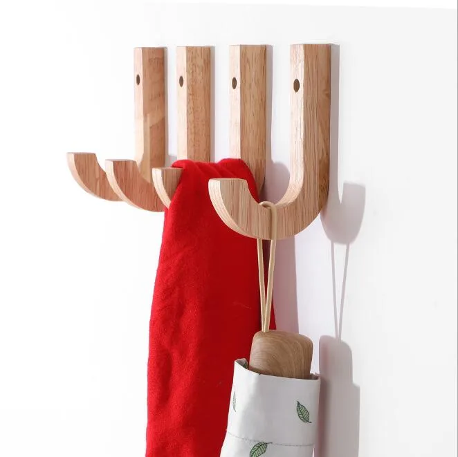 Creative Wooden Wall Hooks Towel Coat Hat Hangers Oak Wood Mounted Hook Key Holder Storage Door Rack Organizer Nordic Style WMQ1365