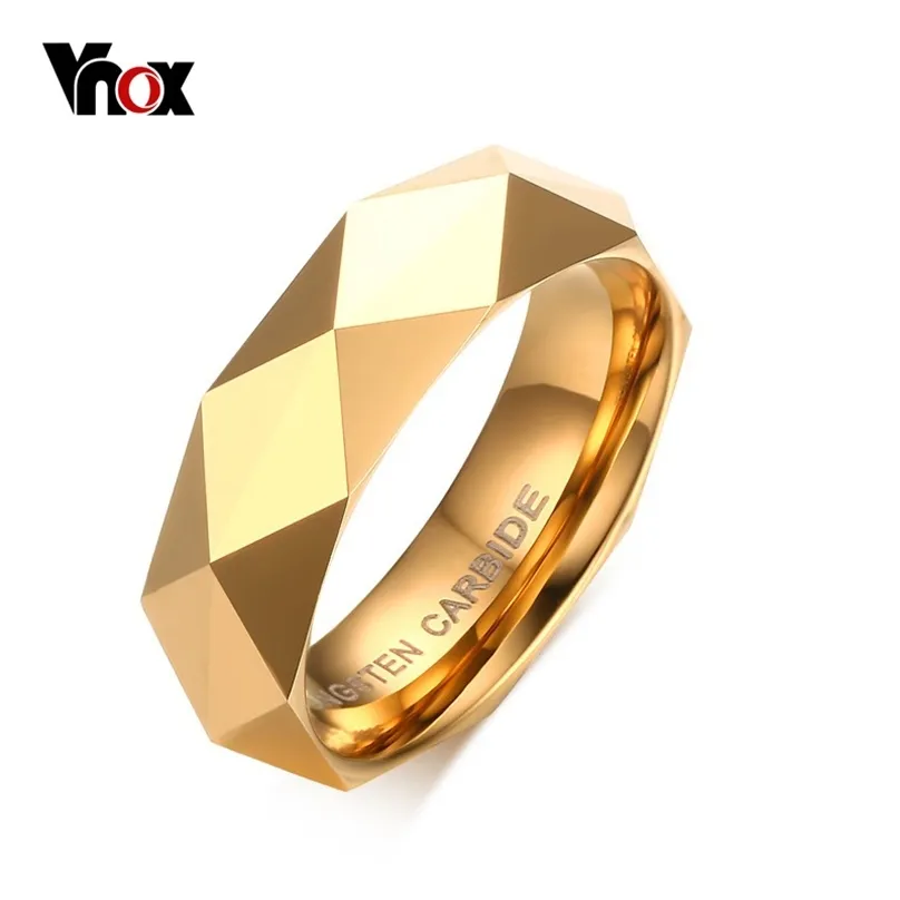 Vnox 남성 텅스텐 카바이드 결혼 반지 미국 크기 6 7 8 9 10 11 골드 컬러 최고 품질 211217