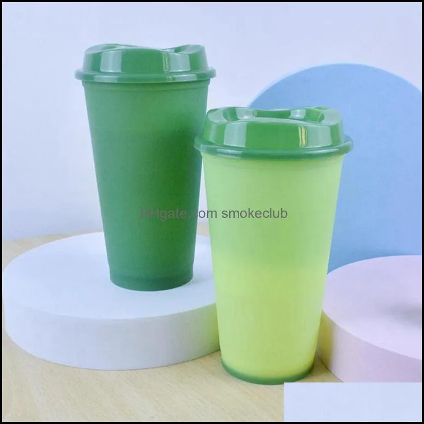 16oz Color Changing Cup HOT Water Magic Plastic Reusable Drinking Tumblers with Lid Beer Mugs Coffee Cups CYZ2928 Sea shipping