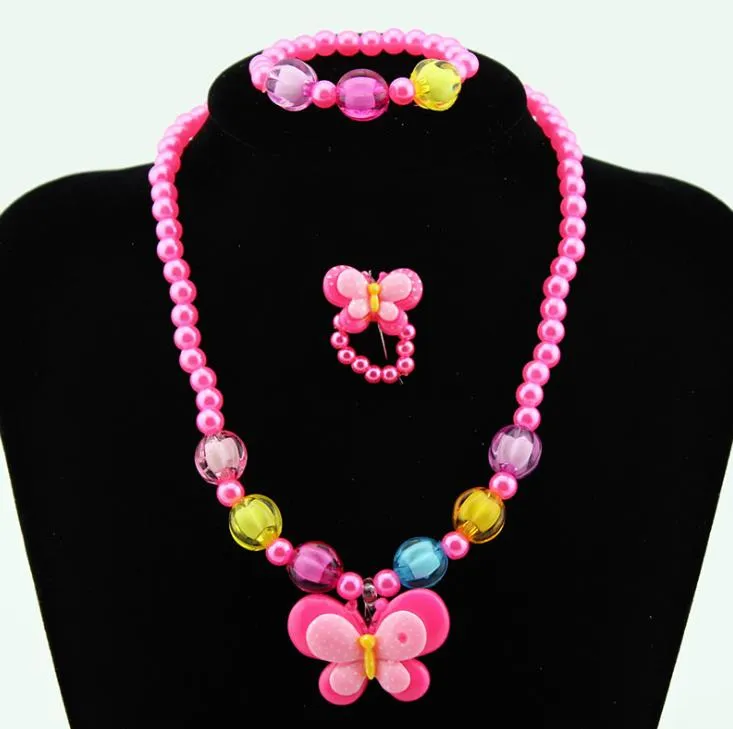 Colorful Cartoon Duck And Butterfly Beaded Beads Necklace Set For Girls  Necklace, Bracelet, And Ring With Pearls And Animal Pendant Accessories In  Pink From Superhero2, $0.92 | DHgate.Com