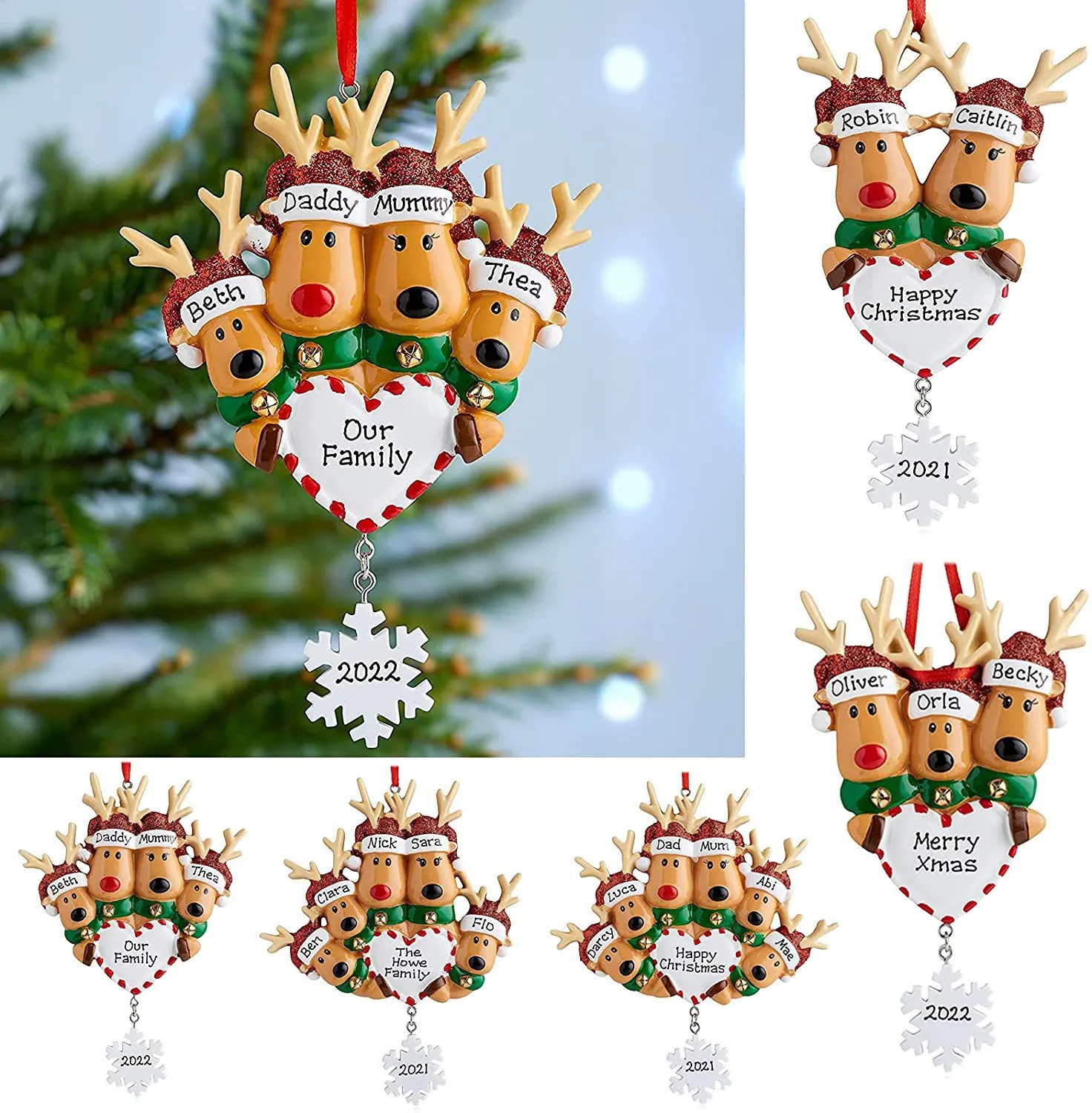 Christmas Deer Love Resin Pendant DIY Blessings Xmas Decorations Creative Holiday Ornaments Christmas Gifts w-00939