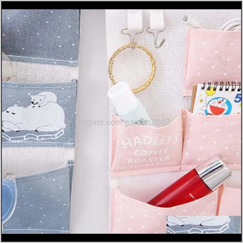 cartoon printing 7 pockets wall hanging storage bag waterproof sundries bag bedroom sundries simple home organizer 1pc