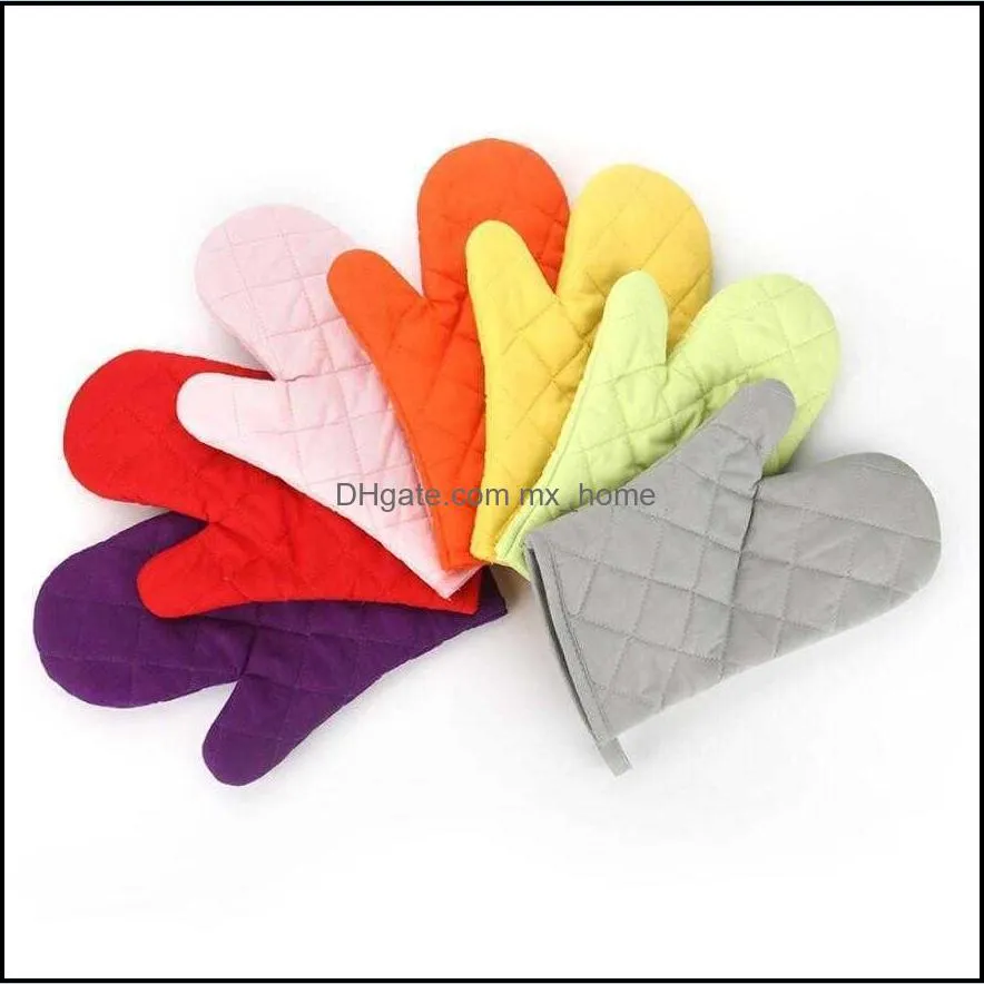 Oven Mitts Cotton Glove Heatproof Microwave Mitten Kitchen Cooking Thickened Microondas Insulated Non-slip Gloves 8 Colors 4546