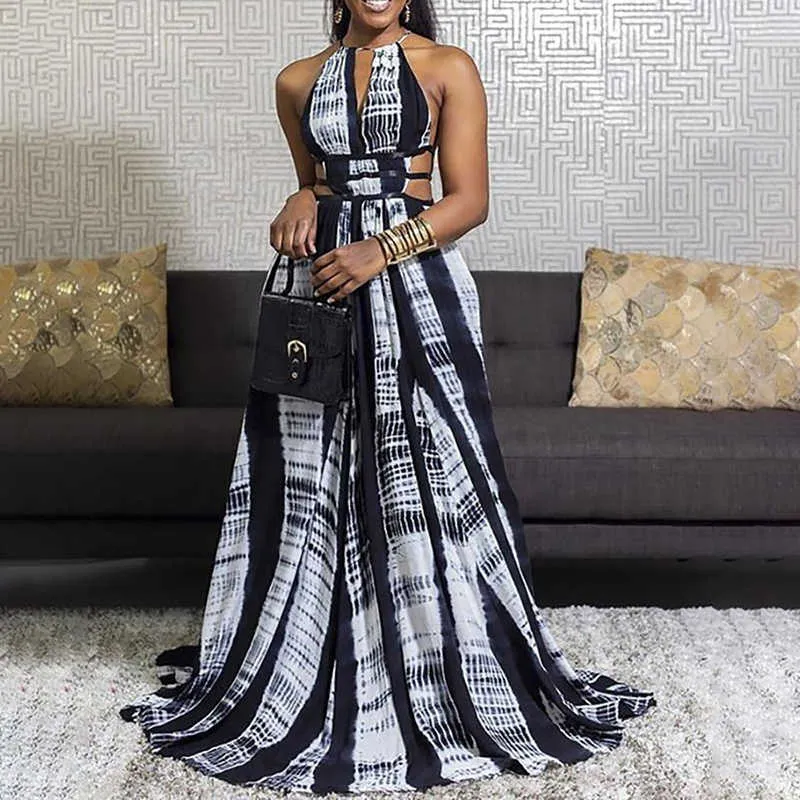 chinese dress ladies Maxi Halter Sundress Coverup in Indigo Diamond Tie Dye – Subtle Luxury main image 0